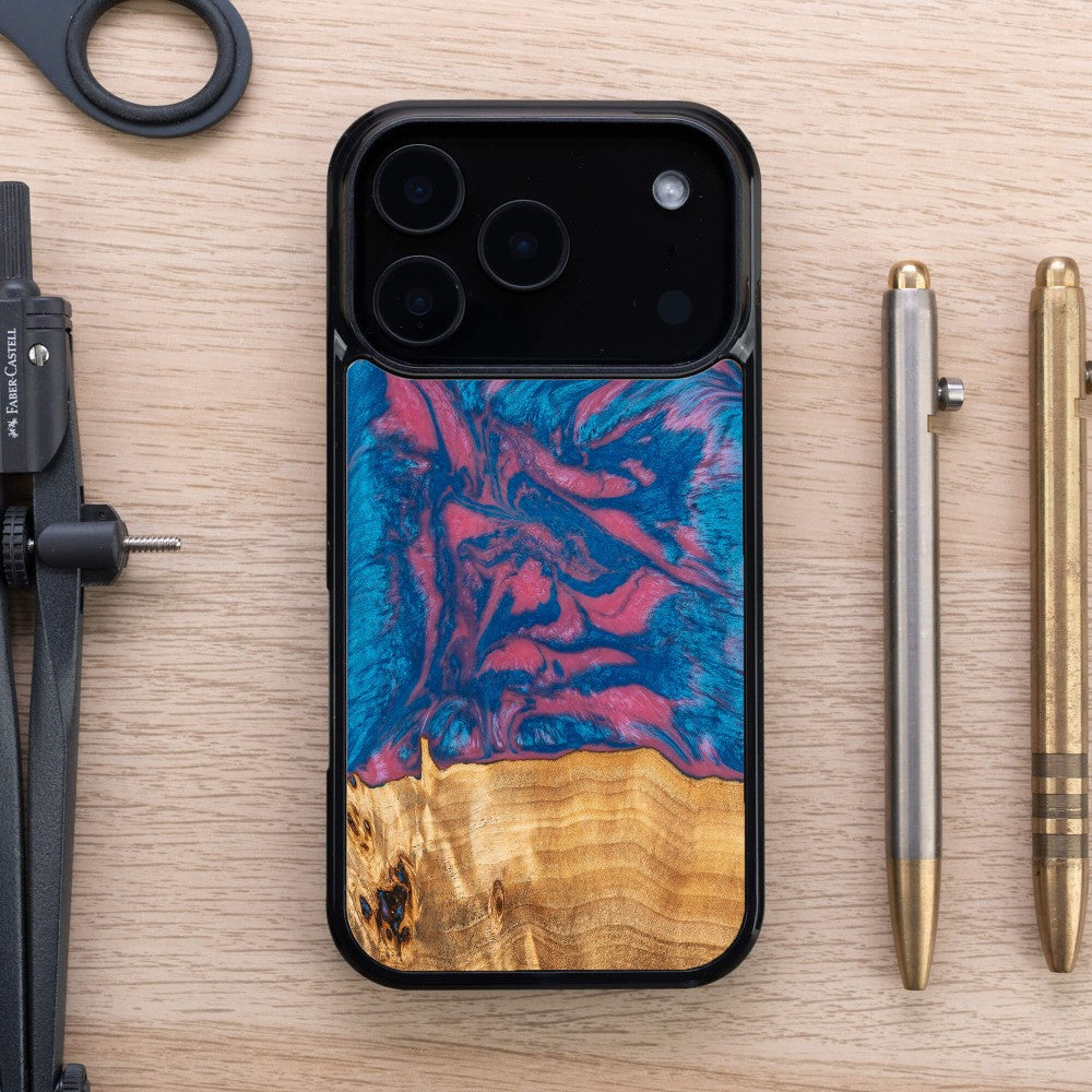 Holzhülle für iPhone 17 Pro, Bewood Unique Neons Vegas