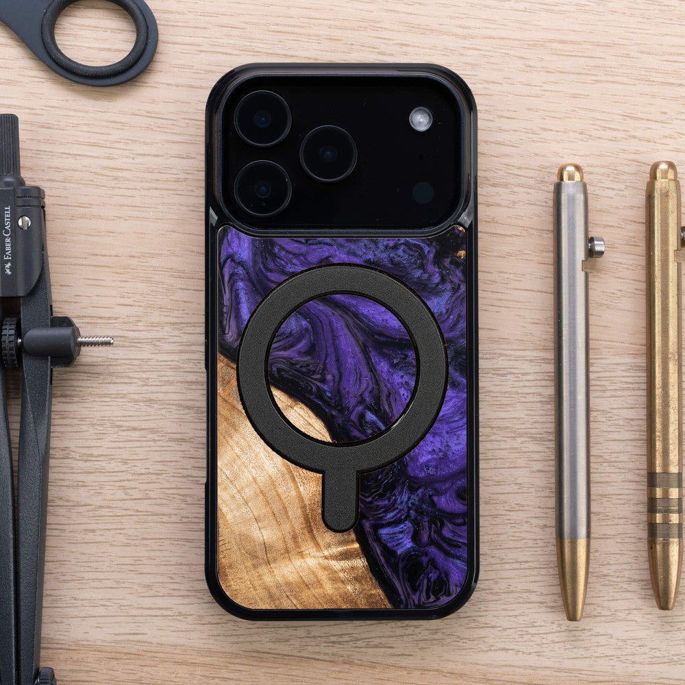 Holzhülle für iPhone 17 Pro, Bewood Unique Violet für MagSafe
