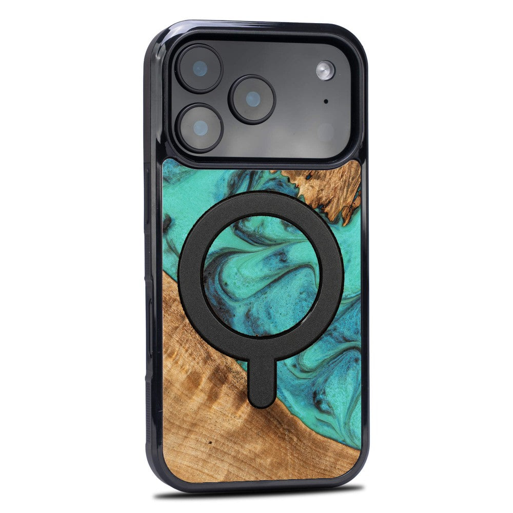 Holzhülle für iPhone 17 Pro, Bewood Unique Turquoise für MagSafe