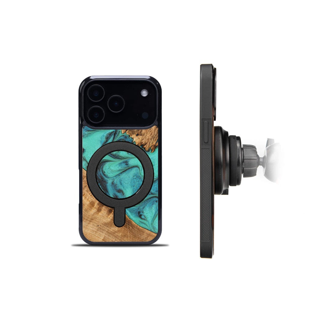 Holzhülle für iPhone 17 Pro, Bewood Unique Turquoise für MagSafe
