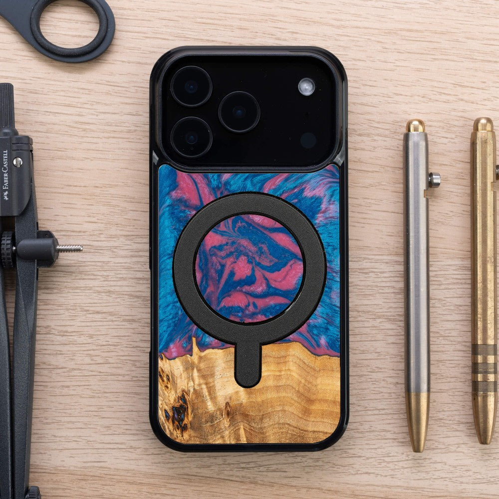 Holzhülle für iPhone 17 Pro, Bewood Unique Neons Vegas für MagSafe