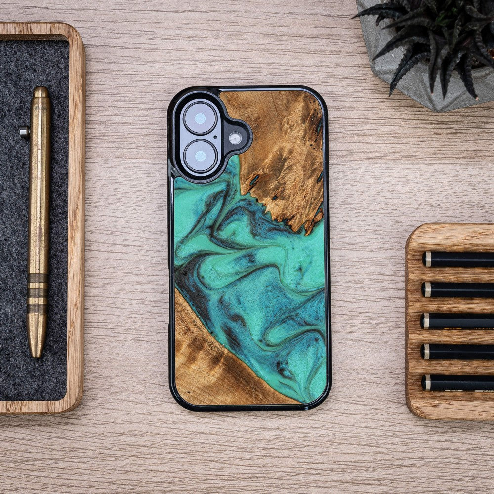 Holzhülle für iPhone 17, Bewood Unique Turquoise