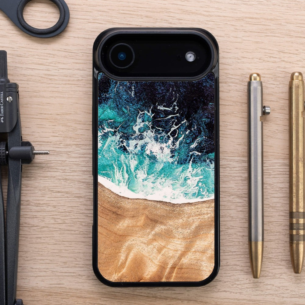 Holzhülle für iPhone Air, Bewood Unique Dream Island, Blau-Braun