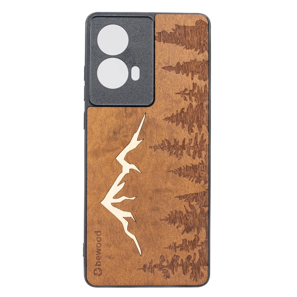 Holzhülle für Motorola Moto G85 5G, Bewood Imbuia-Gebirge
