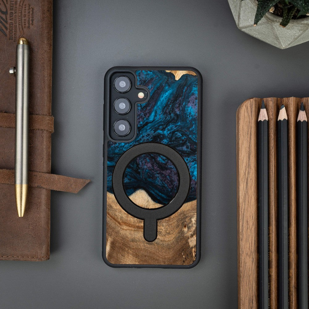 Holzhülle für Galaxy S25 FE, Bewood Unique Planets Neptun für MagSafe