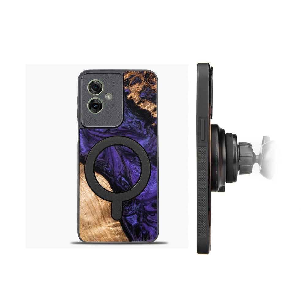 Holzhülle für Motorola Moto G55 5G, Bewood Unique Violet für MagSafe