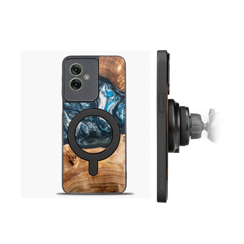 Holzhülle für Motorola Moto G55 5G, Bewood Unique Planets Erde für MagSafe