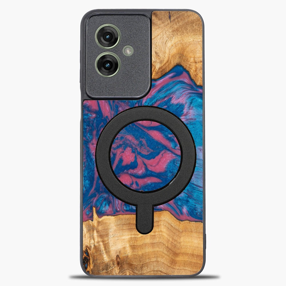 Holzhülle für Motorola Moto G55 5G, Bewood Unique Neons Vegas für MagSafe