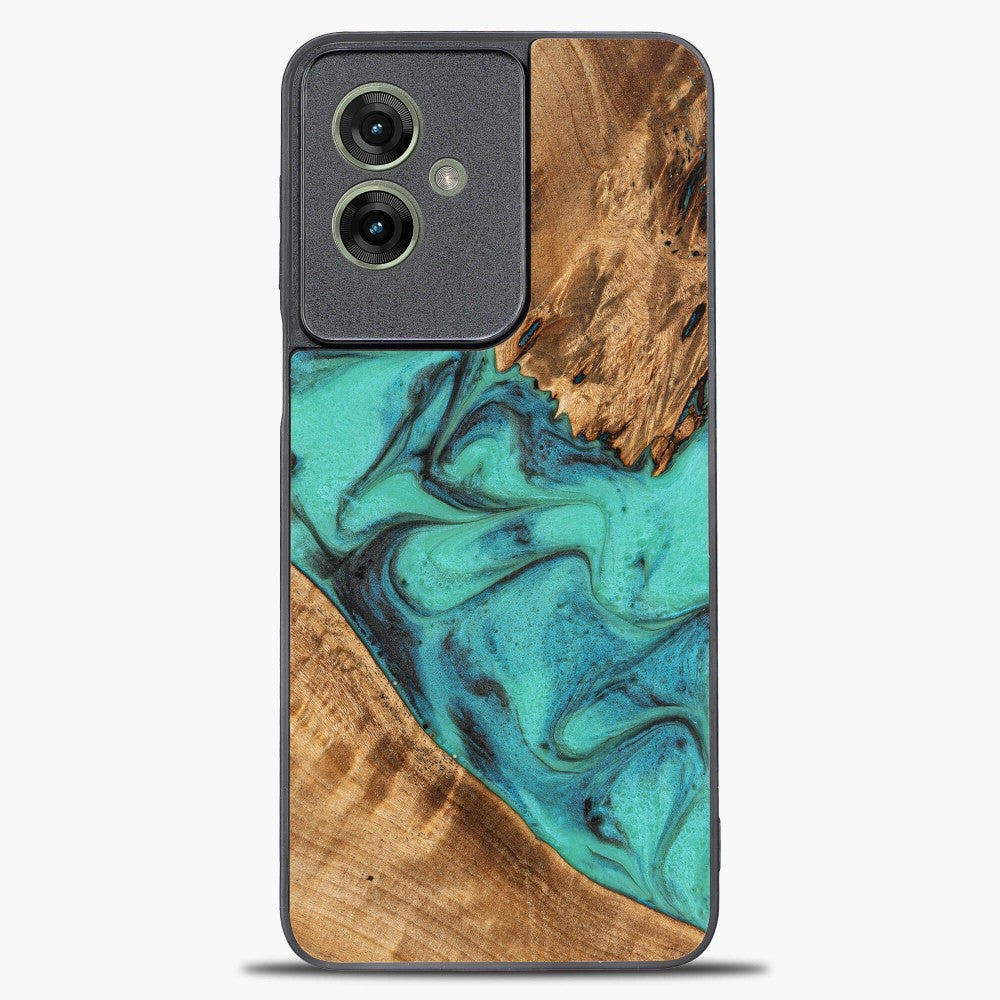 Holzhülle für Motorola Moto G55 5G, Bewood Unique Turquoise