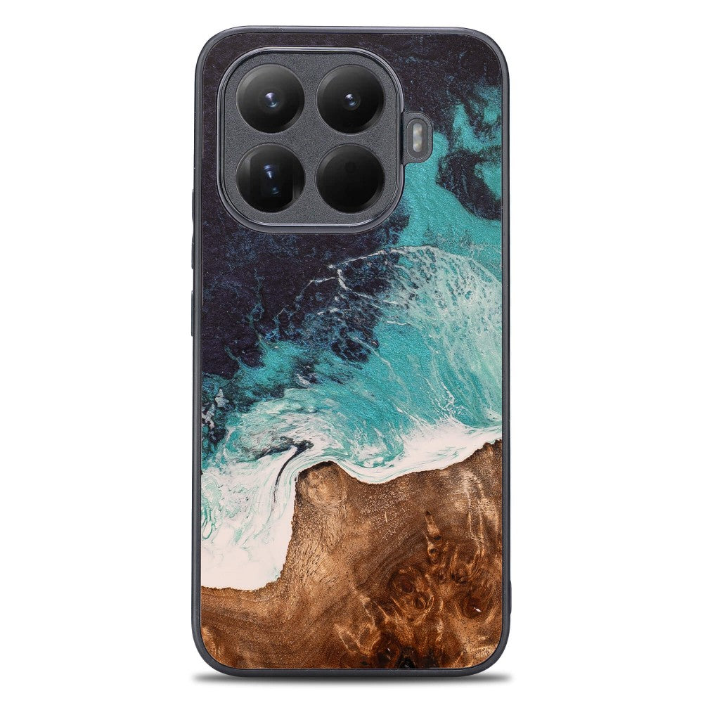 Holzhülle für Xiaomi 15T Pro, Bewood Unique Dream Island, Blau-Braun