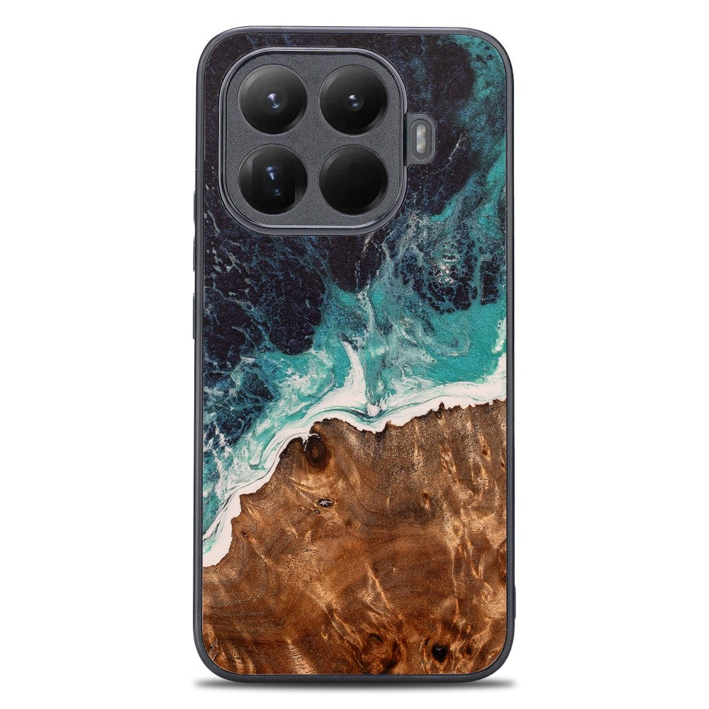 Holzhülle für Xiaomi 15T Pro, Bewood Unique Dream Island, Blau-Braun