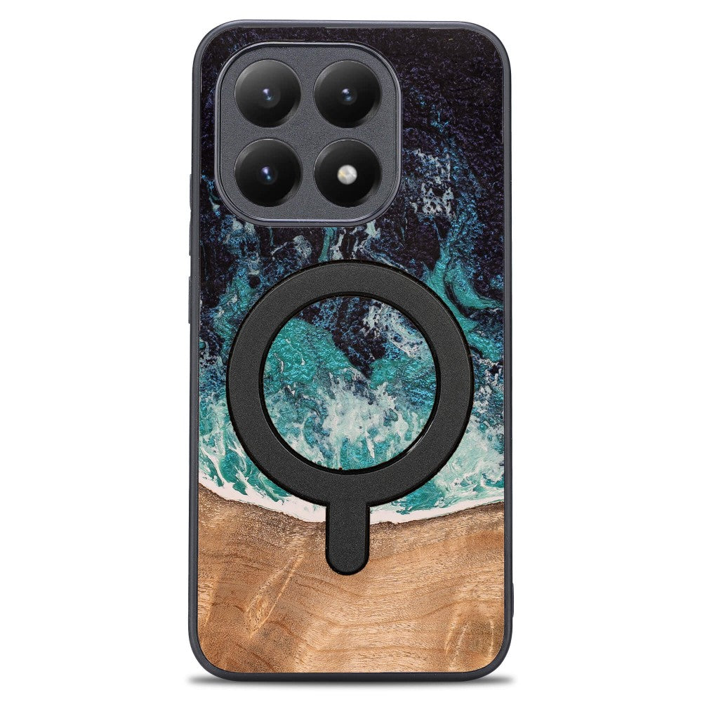 Holzhülle für Xiaomi 15T, Bewood Unique Dream Island für MagSafe, Blau-Braun