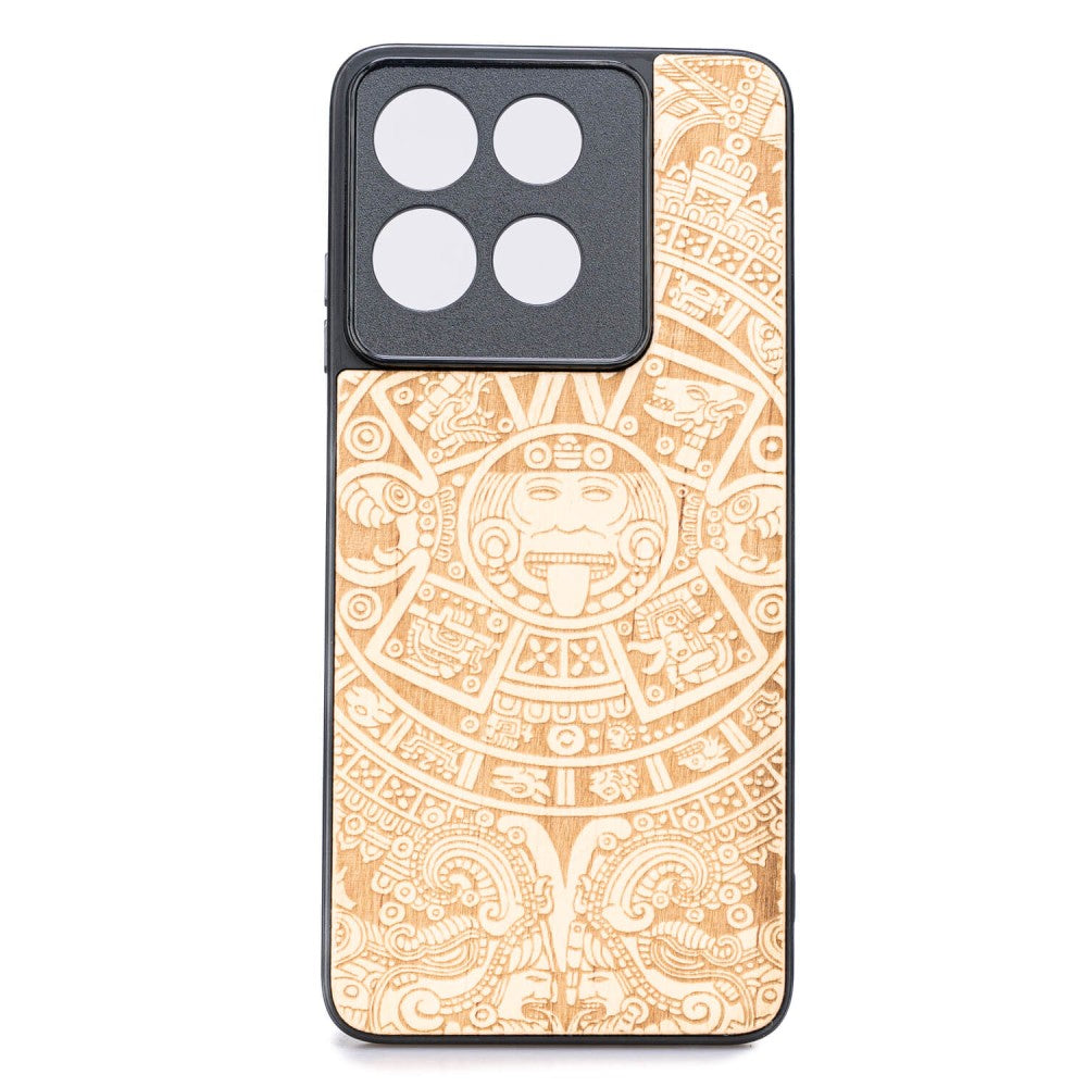 Holzhülle für Motorola Moto G86 5G, Bewood Aniegre Aztekischer Kalender