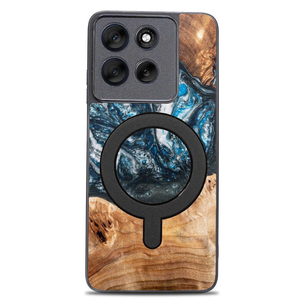 Holzhülle für Motorola Moto G86 5G, Bewood Unique Planets Erde für MagSafe
