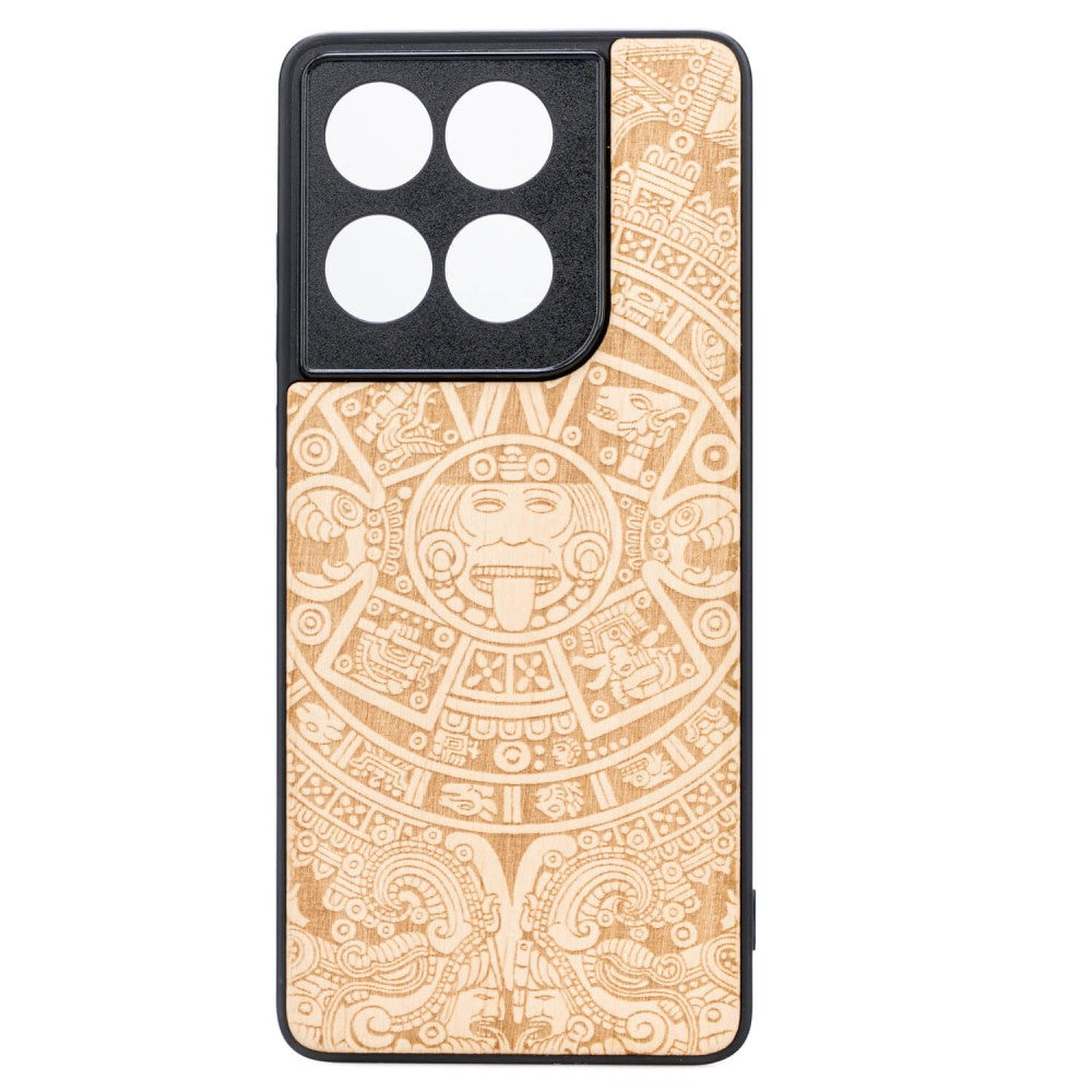 Holzhülle für Motorola Edge 70, Bewood Aniegre Aztekischer Kalender