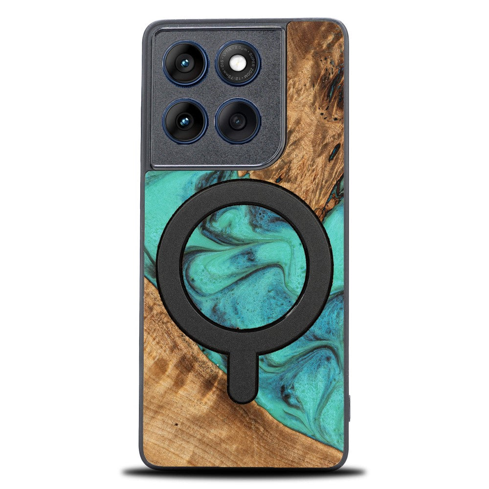 Holzhülle für Motorola Edge 70, Bewood Unique Turquoise für MagSafe