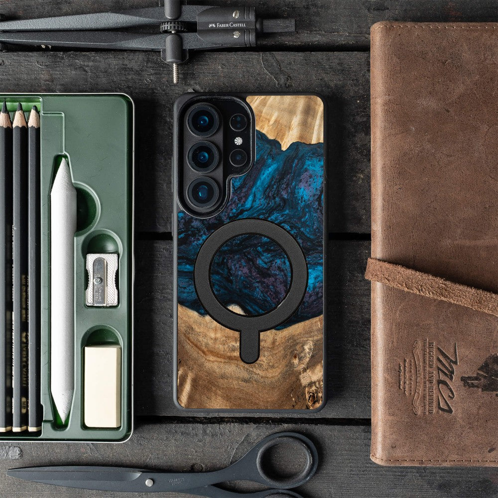Holzhülle für Galaxy S26 Ultra, Bewood Unique Planets Neptun für MagSafe