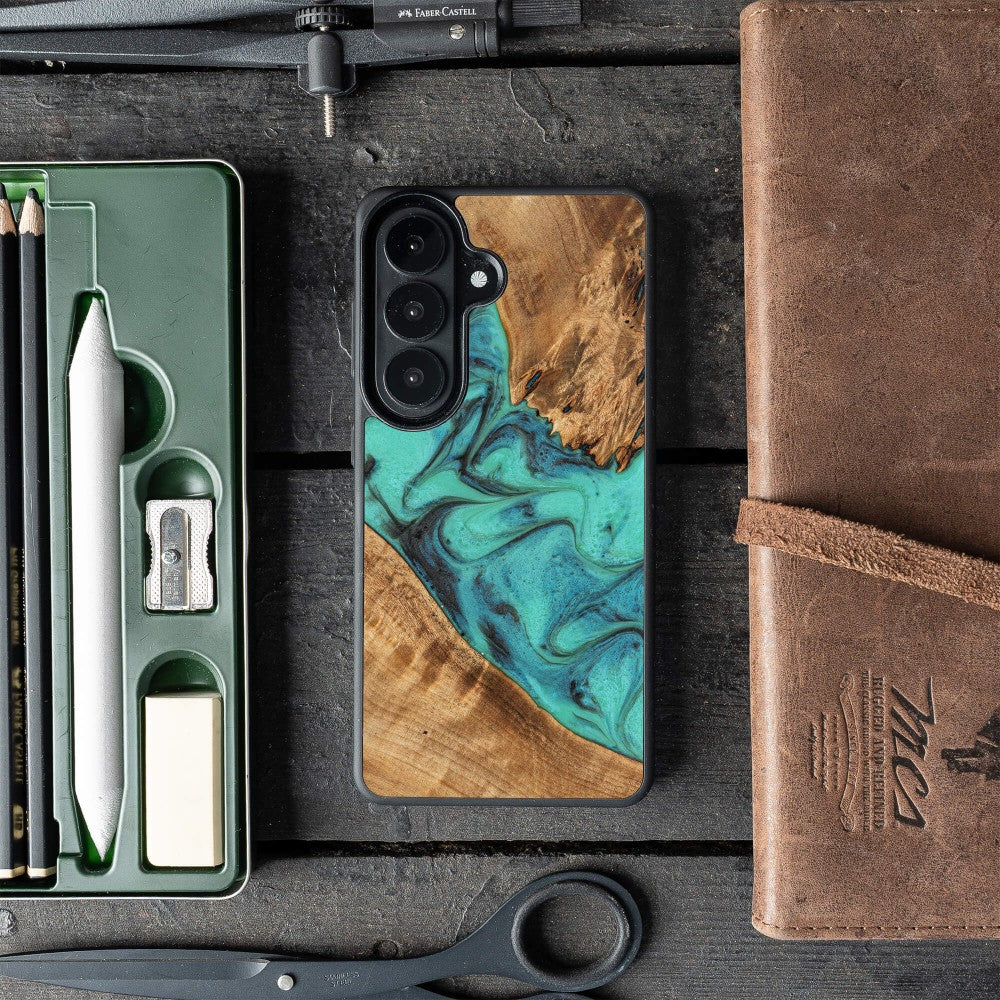 Holzhülle für Galaxy S26, Bewood Unique Turquoise