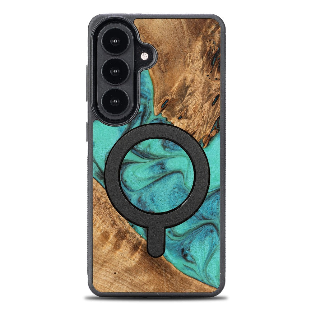 Holzhülle für Galaxy S26 Plus, Bewood Unique Turquoise für MagSafe