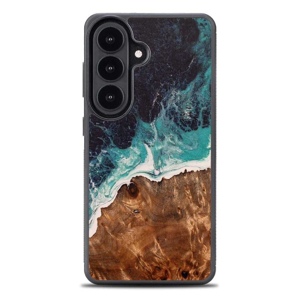 Holzhülle für Galaxy S26 Plus, Bewood Unique Dream Island, Blau-Braun