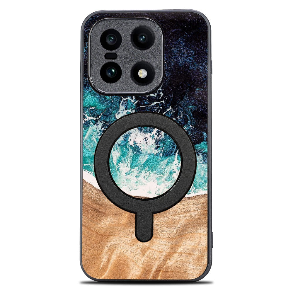 Holzhülle für OnePlus 15, Bewood Unique Dream Island für MagSafe, Blau-Braun