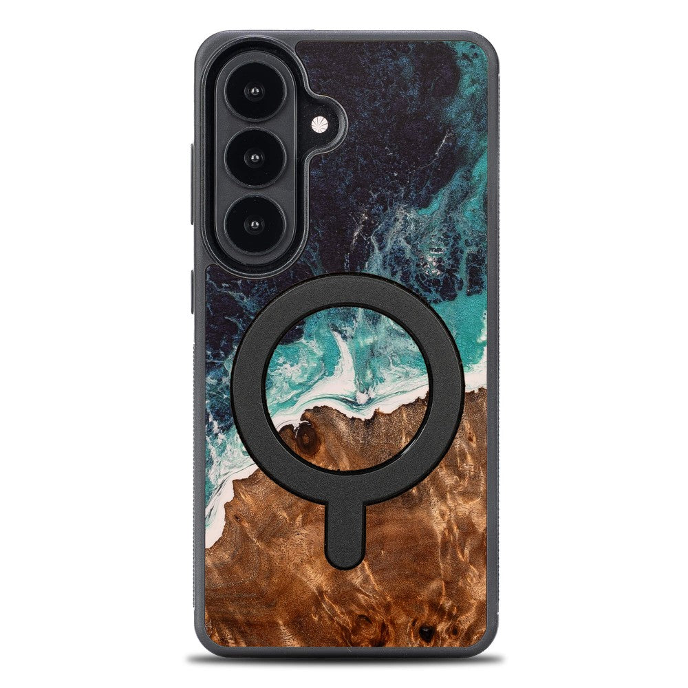 Holzhülle für Galaxy A37 5G, Bewood Unique Dream Island für MagSafe, Blau-Braun