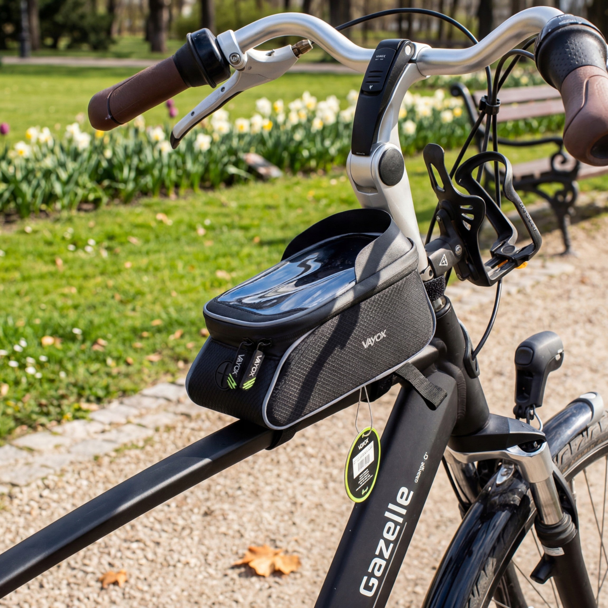 Fahrradtasche für den Rahmen mit Handyfach, Vayox VA0450 1.2L, Schwarz