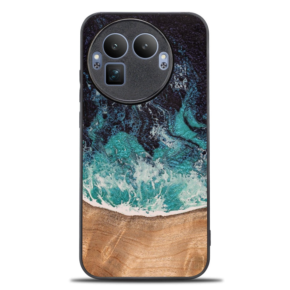 Holzhülle für Realme GT 8 Pro, Bewood Unique Dream Island, Blau-Braun
