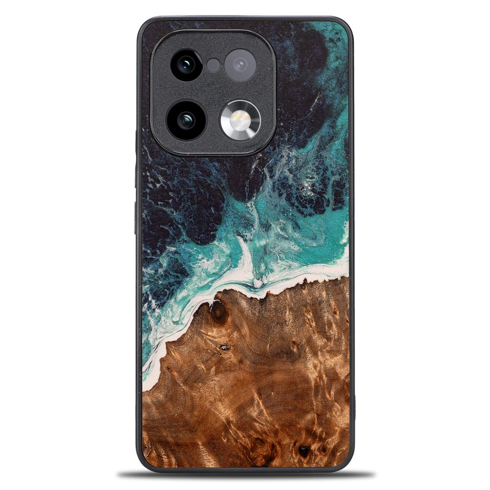Holzhülle für Realme 16 Pro 5G, Bewood Unique Dream Island, Blau-Braun