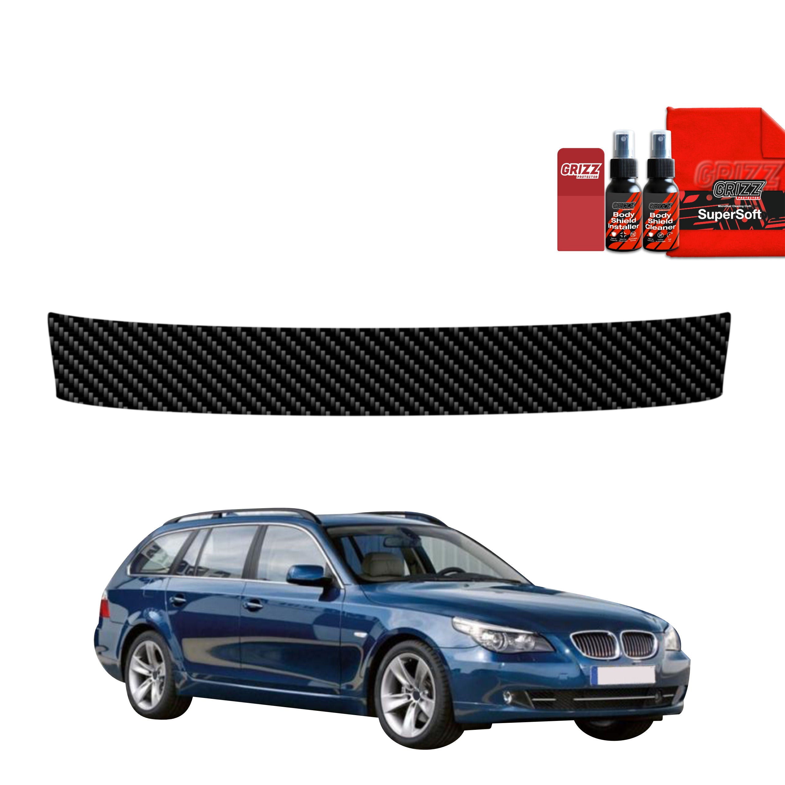 Kohlenstoff Schutzfolie Grizz Protector für Ladekante - BMW 5 E61 Kombi LCI (2007-2010)
