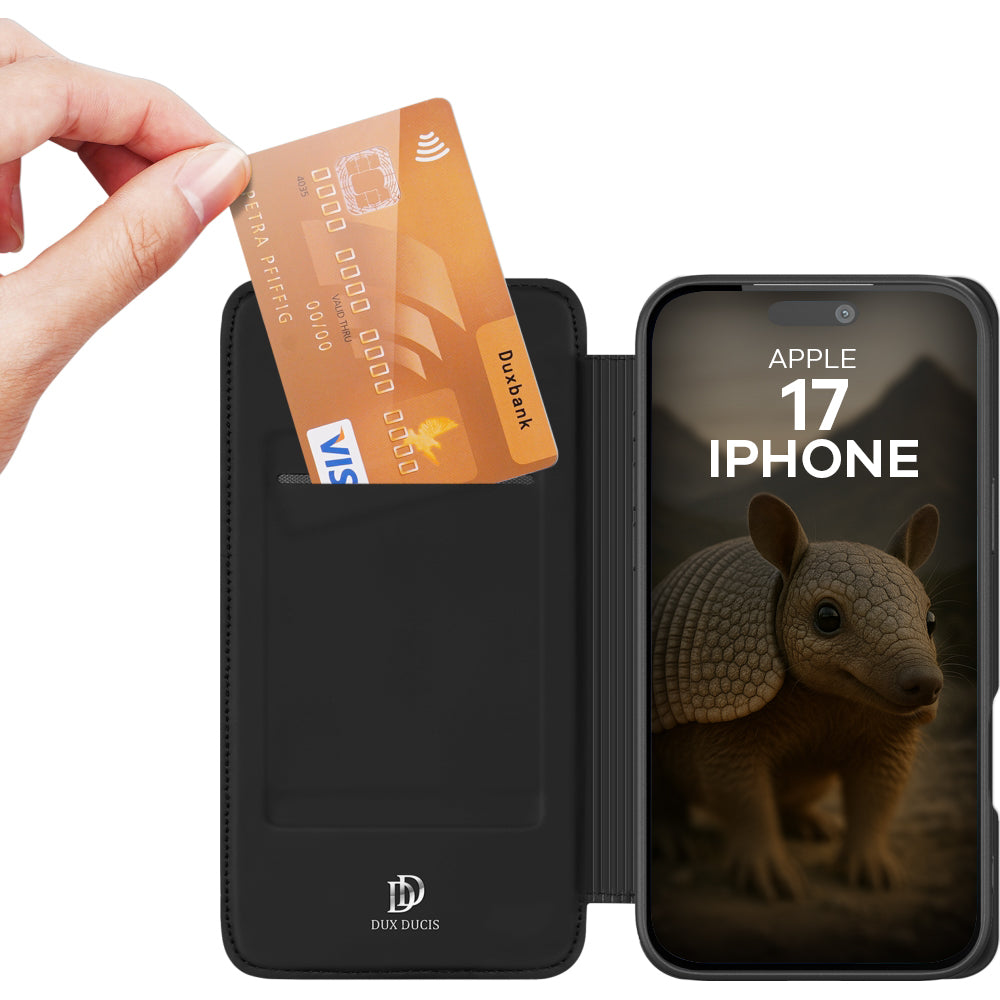 Handyhülle mit Klappe für iPhone 17, Dux Ducis Skin Pro, Schwarz