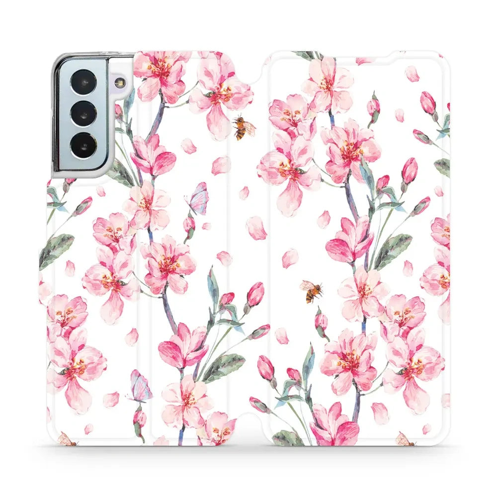 Handyhülle mit klappe für Galaxy S21 Plus, Mobiwear Book, Rosa Frühling