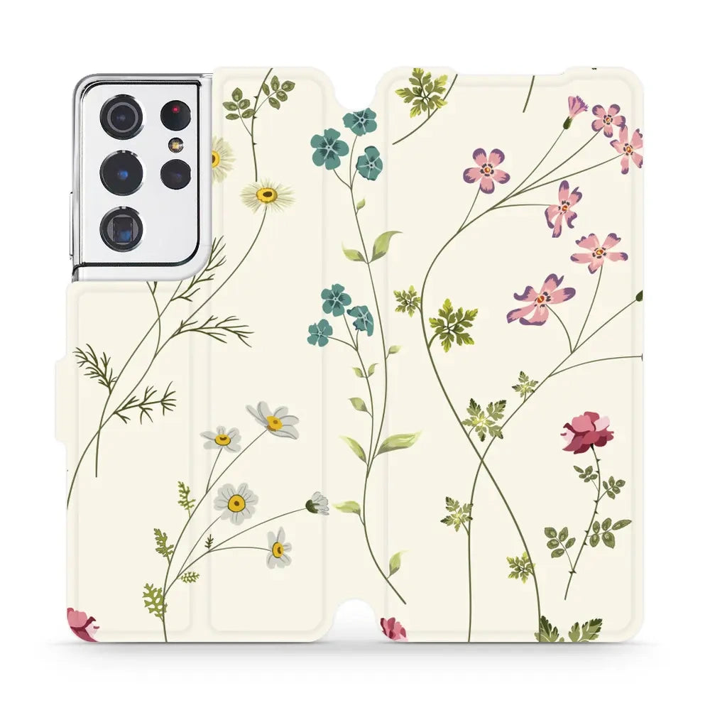 Handyhülle mit klappe für Galaxy S21 Ultra, Mobiwear Book, Feldblumen