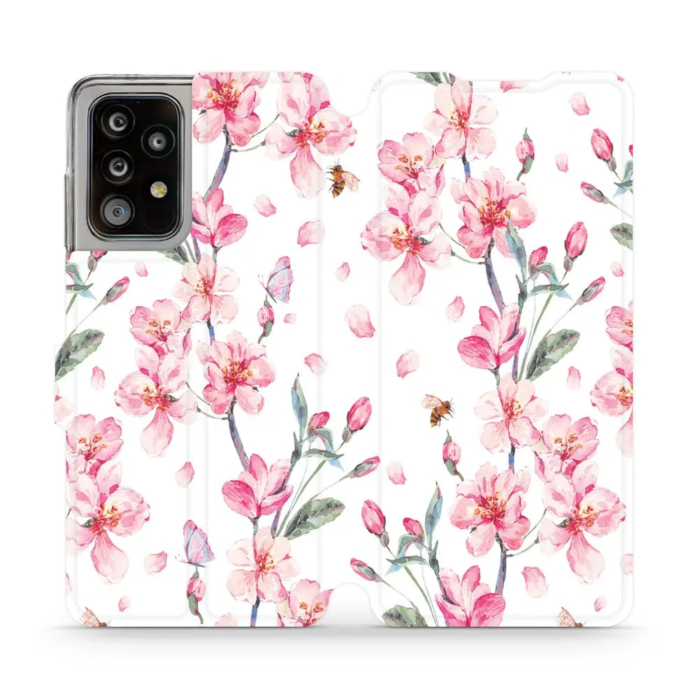 Handyhülle mit klappe für Galaxy A52, Mobiwear Book, Rosa Frühling