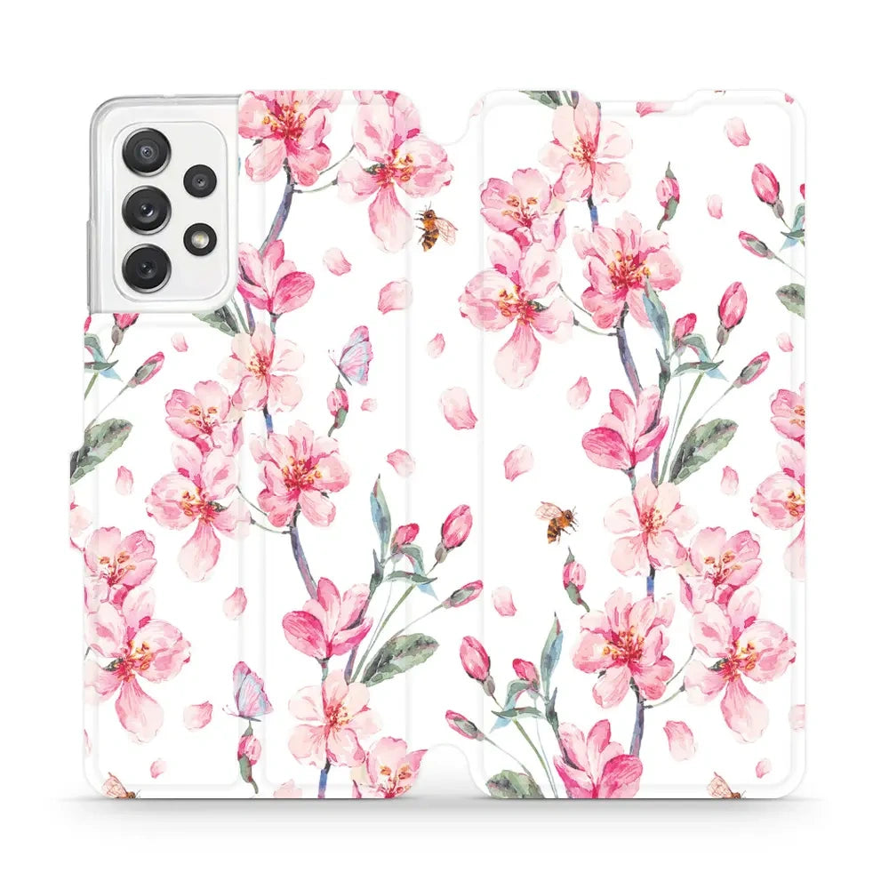 Handyhülle mit klappe für Galaxy A72 5G, Mobiwear Book, Rosa Frühling