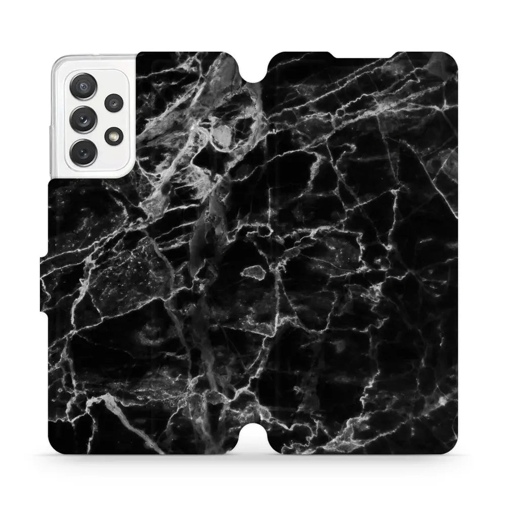Handyhülle mit klappe für Galaxy A72 5G, Mobiwear Book, Schwarzer Marmor