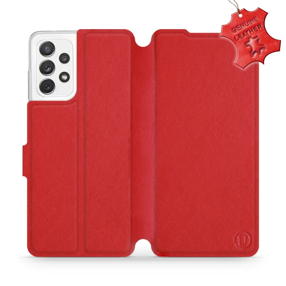 Echtleder Handyhülle für Galaxy A72 5G, Mobiwear Leather, Rot