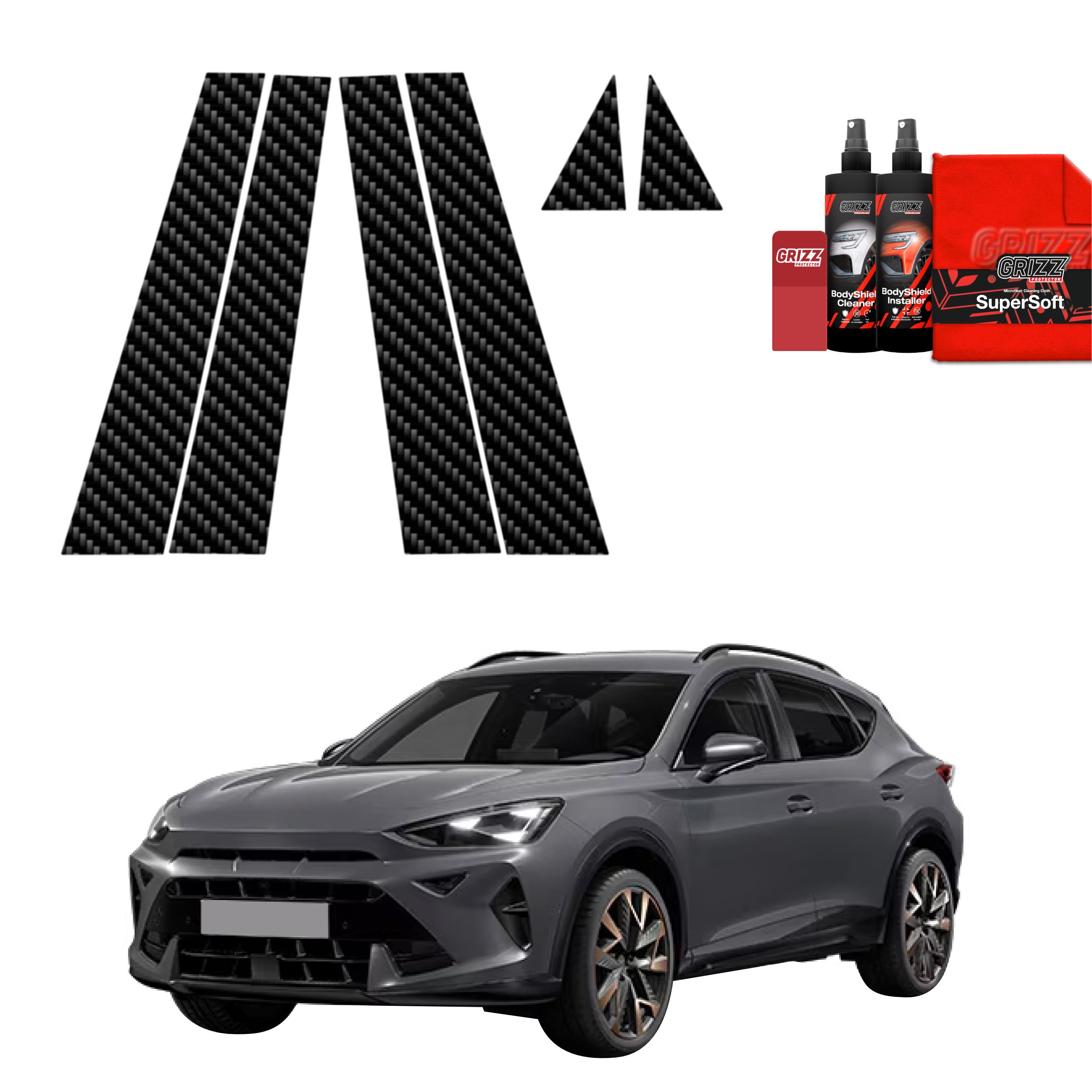 6in1 Kohlenstoff Schutzfolie Grizz Protector für B-Säule - Cupra Formentor Facelift (2024-2026)