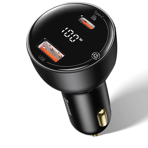 Autoladegerät Baseus Superme Digital Display PPS 100W, USB-C, USB-A, schwarz