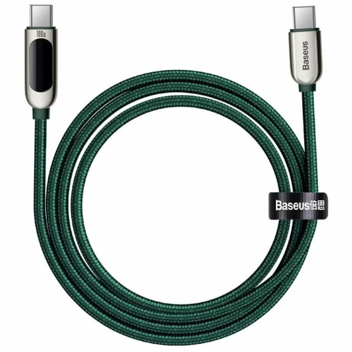 Kabel Baseus Display 100W 5A USB-C für USB-C 2m, Grün