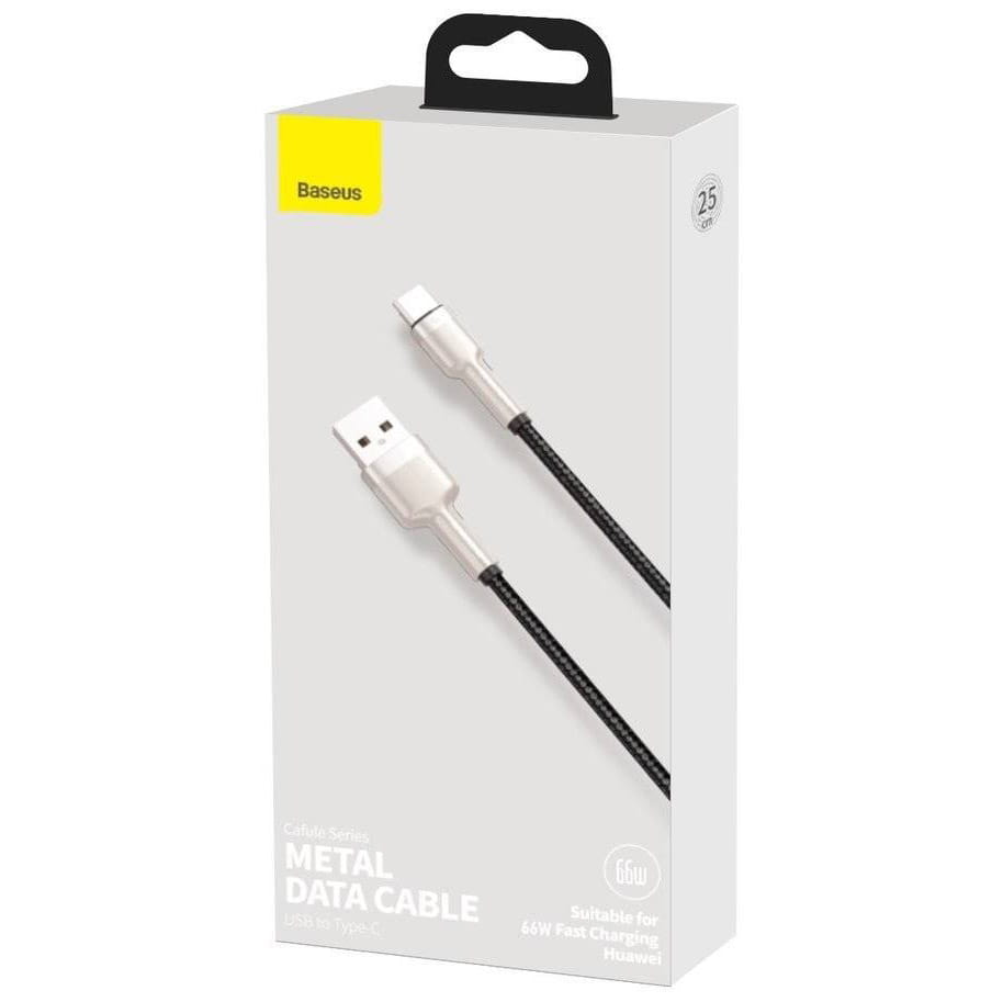 Kabel Baseus Cafule Metal USB-A für USB-C 66CM, 6A, 25cm, Schwarz