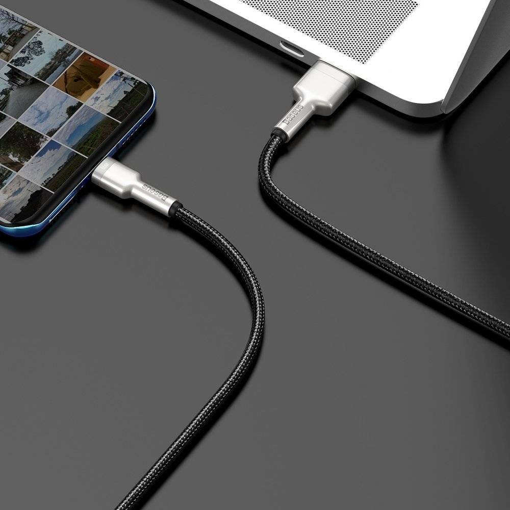 Kabel Baseus Cafule Metal USB-A für USB-C 66CM, 6A, 25cm, Schwarz