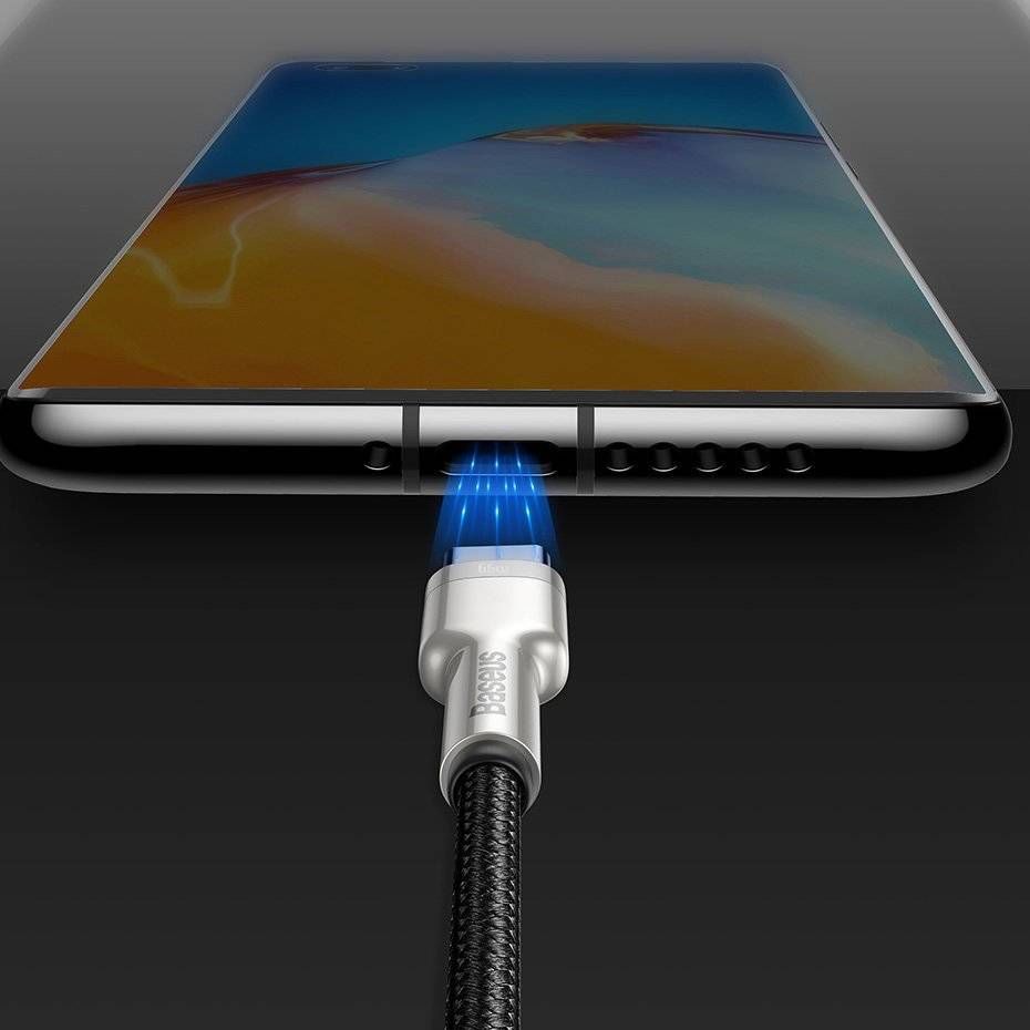 Kabel Baseus Cafule Metal USB-A für USB-C 66CM, 6A, 25cm, Schwarz