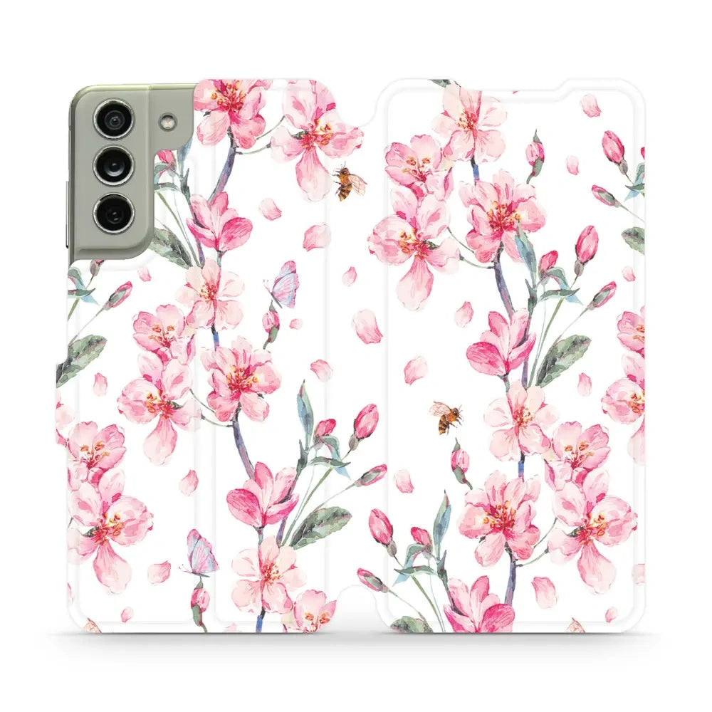 Handyhülle mit klappe für Galaxy S21 FE, Mobiwear Book, Rosa Frühling