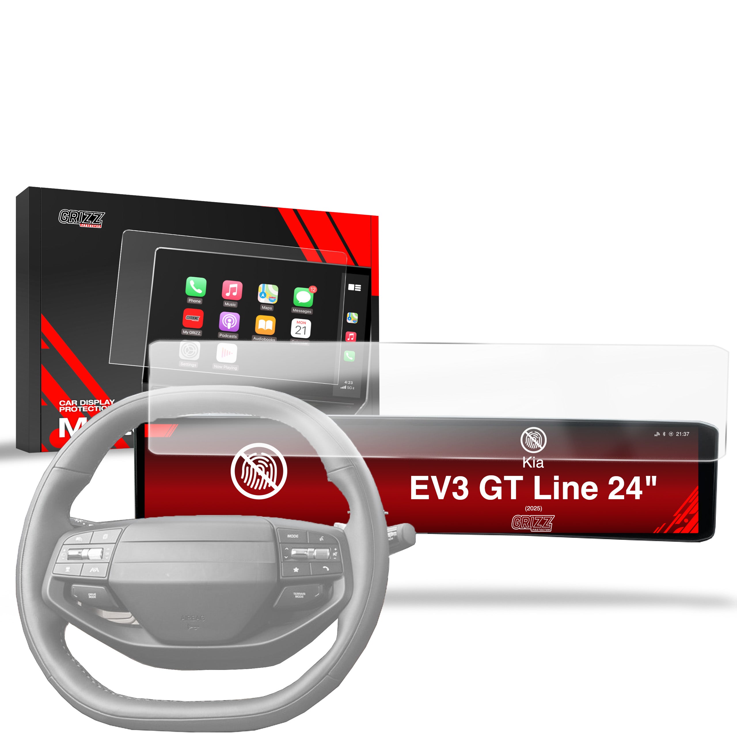 Matte Autodisplayfolie für Kia EV3 GT Line 24" (2025-2026), Grizz Protector