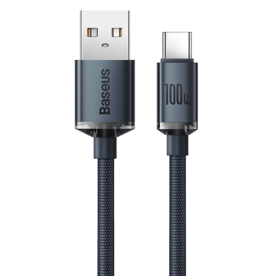 Kabel Baseus Crystal Shine 100W 5A USB-A für USB-C 1,2m, Schwarz