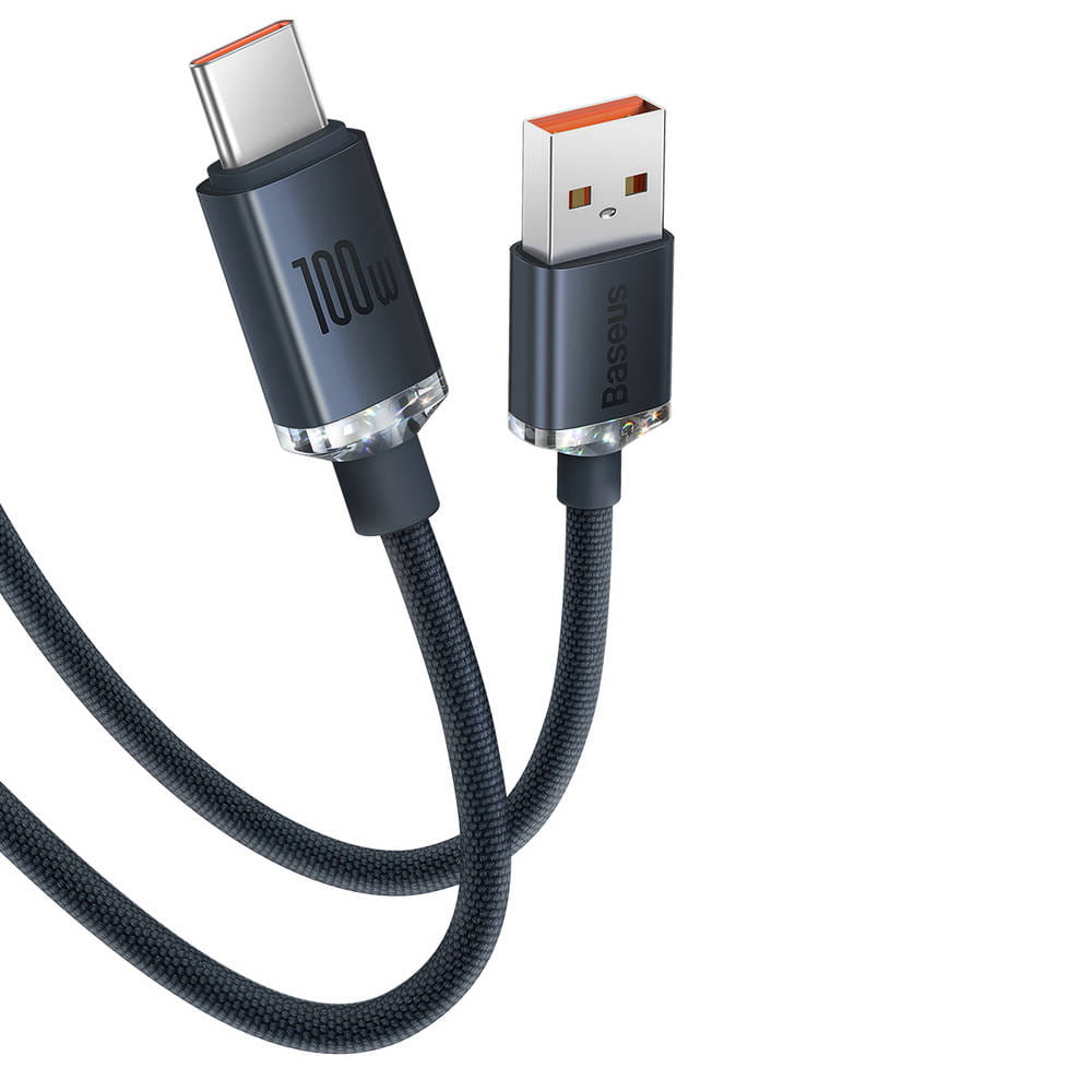 Kabel Baseus Crystal Shine 100W 5A USB-A für USB-C 1,2m, Schwarz