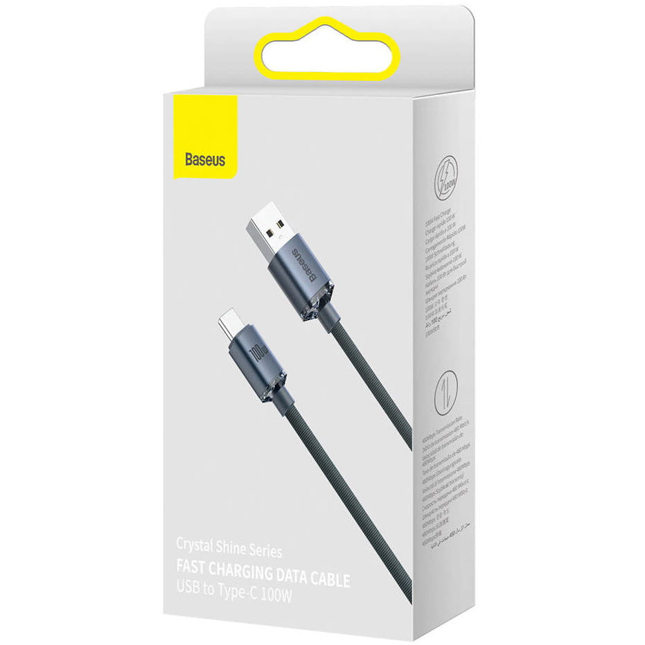 Kabel Baseus Crystal Shine 100W 5A USB-A für USB-C 1,2m, Schwarz