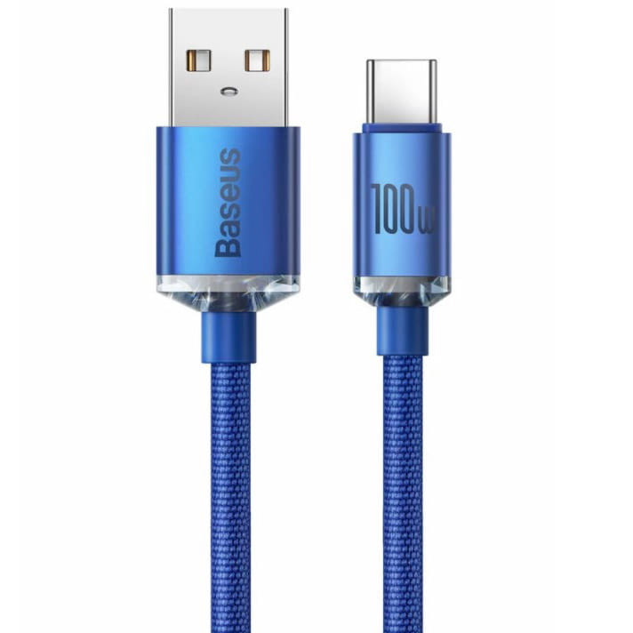 Kabel Baseus Crystal Shine 100W 5A USB-A für USB-C 2m, Blau