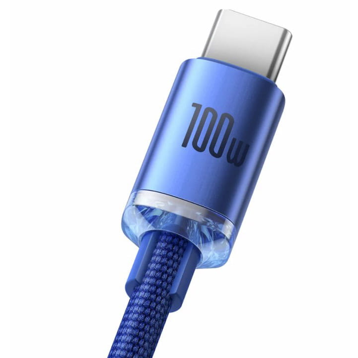 Kabel Baseus Crystal Shine 100W 5A USB-A für USB-C 2m, Blau